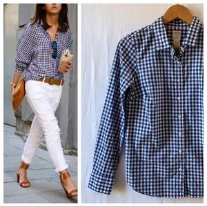 J. Crew The Perfect Shirt Blue Gingham Check Sz 2